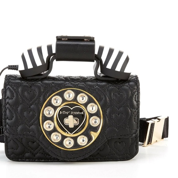 Rare! Betsey Johnson Pocket Dial Phone Belt Bag - Black - - Picture 1 of 10